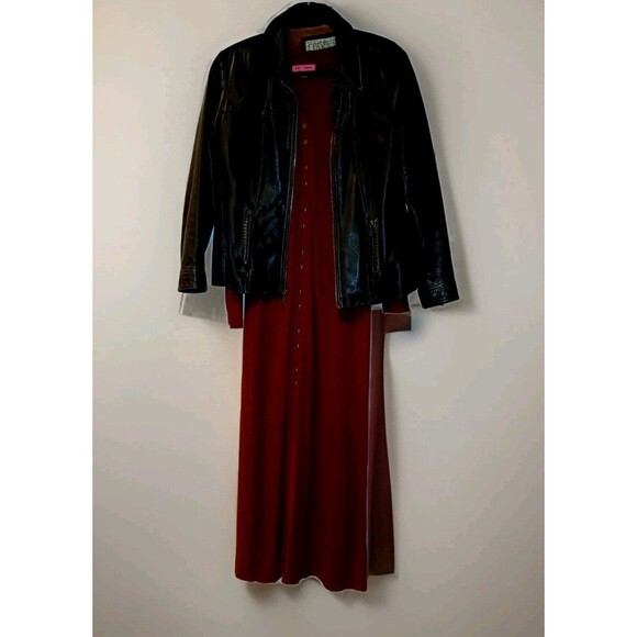 Vtg Betsy Johnson Ribbed Knit Maxi Dress Sz M/L Rust Long Sleeve Indie Rocker - Picture 11 of 11